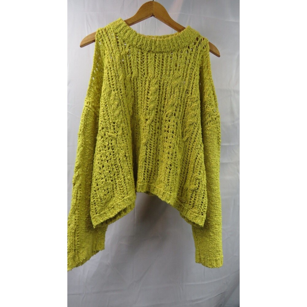 Free people open shoulder  knitted Long Sleeve sweater Yellow Size XS/S